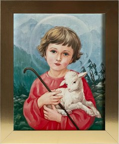 Vászonkép 30x25 Jézus Krisztus Isten Báránya Arany Keret