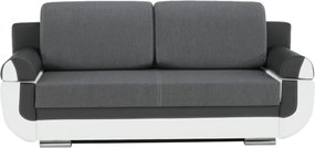 Kanapé, textilbőr fehér+szürke/szürke szövet, KARDYN