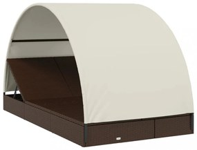 2 személyes barna polyrattan napágy kerek tetővel 211x112x140cm