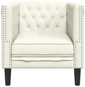 krémszínű bársony Chesterfield kanapéfotel