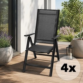 Avenberg ISLA állítható alumínium szék szett - 4db, fekete