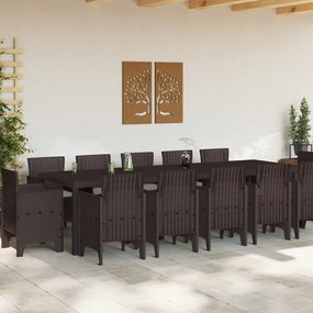 13 Darabos Kerti Étkezőszett Párnákkal Barna Poli Rattan