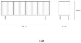 Szürke alacsony komód 211x80 cm Sierra – Teulat