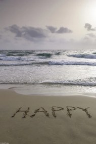 Poszter 20x30cm Happy szó a tengerparton, Assaf Frank