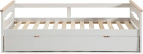 Fehér borovi fenyő gyerekágy kihúzható pótággyal 90x190 cm Elisa – Marckeric