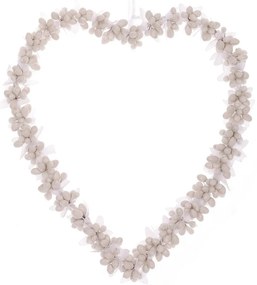 Függő szív bogyós gyümölcsökből, 22 x 2 x 24 cm,fehér