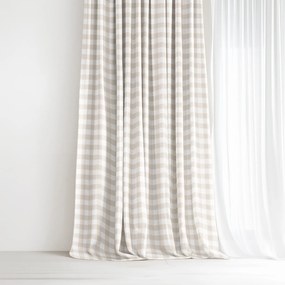 Goldea pamut drapéria - latté kockás 140x150 cm