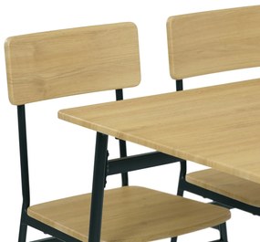 Industrial étkezőgarnitúra 4 székkel, 110 x 70 x76 cm, vad tölgy