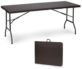 Összecsukható kerti bankett asztal 180 cm - rattan hatású