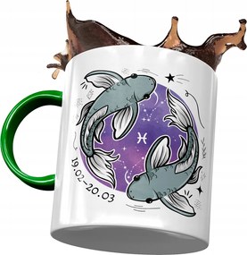 Bögre Zöld Halak Zodiákus jelek Horoszkóp Nyomtatott fényképpel