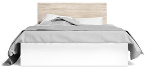 Fehér-natúr színű franciaágy tölgyfa dekorral, tárolóhellyel 140x190 cm Sahara – Marckeric