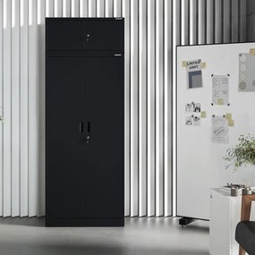 Felső szekrényelem EWA Compact öltözőszekrényhez – 800 x 380 x 400 mm, fekete