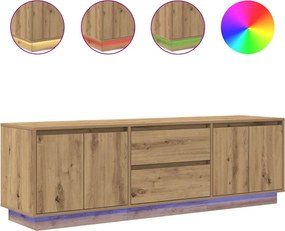 vidaXL kézműves tölgy színű TV-szekrény LED-lámpákkal 160,5x41x50 cm