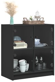 fekete kisszekrény üvegajtókkal 68 x 37 x 75,5 cm