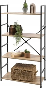 Colorado polcrendszer, tölgyfa dekoráció, 4 polc, fém, 58,5x23,5x112cm