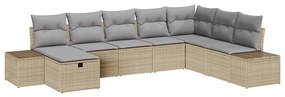 vidaXL Kerti Kanapé Szett párnával 8 pcs Bézs polirattan