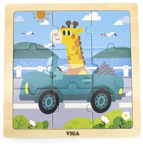 Fa képes kirakó puzzle Viga 9 db Autó