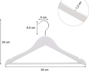 Kis méretű vállfa 35 cm, Gyermek ruhaakasztók, 20 db-os csomag, fehér