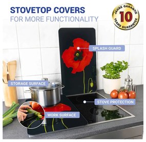 Edzett üveg tűzhely fedőlap szett 2 db-os 52x30 cm Poppy – Maximex