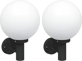 vidaXL Kültéri Fali Lámpa 2 pcs Fekete 28 x 25 x 38 cm