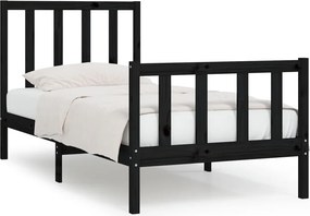 vidaXL Small Single fekete tömör fa ágykeret 75 x 190 cm