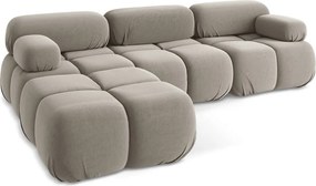 Bézs bársony moduláris sarokkanapé Lokua – Makamii