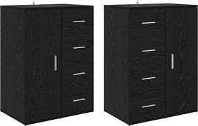 vidaXL Oldalszekrények Corona 2 pcs Fekete tölgy 59 x 39 x 80 cm