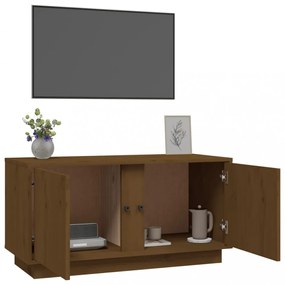 mézbarna tömör fenyőfa TV-szekrény 80x35x40,5 cm
