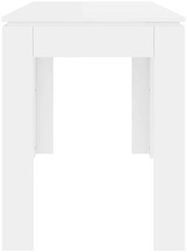 Magasfényű fehér szerelt fa étkezőasztal 120 x 60 x 76 cm