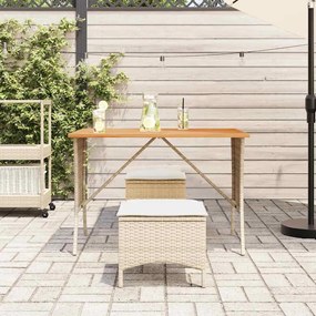 vidaXL bézs polyrattan akácfa lapos kerti asztal 105x75x72 cm