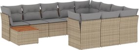 vidaXL 11 részes bézs polyrattan kerti ülőgarnitúra párnákkal