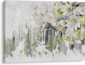 Kép - Fehér virágok, vintage (70x50 cm)
