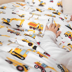 Goldea gyerek pamut ágyneműhuzat - teherautók és kotrógépek 140 x 200 és 70 x 90 cm