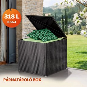 RICCO polyrattan tárolódoboz, 318L, 75x75x70 cm, fekete Casaria