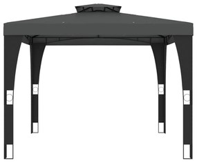 antracitszürke acél dupla tetős pavilon 2,98 x 2,98 m