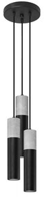 Sollux SL.1081 - Csillár zsinóron BORGIO 3xGU10/40W/230V beton/metál fekete