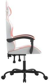 fehér és rózsaszín műbőr forgó játékszék