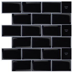 PIPPER | Felragasztható csempe - 3D mozaik - Fekete tégla