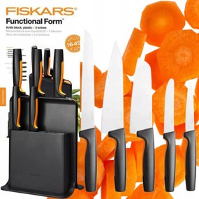 5 Db-os Késkészlet Fiskars Blokkban Konyhai Késkészlet Éles Fekete Konyhai Kések