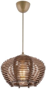 Mennyezeti lámpa, fa és bambusz utánzat búrával, állítható kábellel, barna - NORMANDE