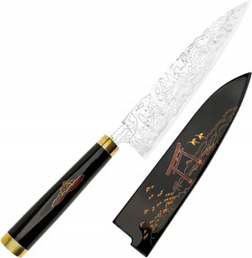 Takeshi Saji Art Fuji On Lake Kovácsoltvas R2 Japán Konyhafőnök kés 21cm és Saya