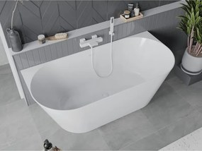 Mexen Oval Slim szabadon álló fali kád 170 x 80 cm, fehér, fehér túlfolyó - 52661708000-20