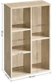 könyvespolc 5 rekesszel 50 x 80 x 24 cm