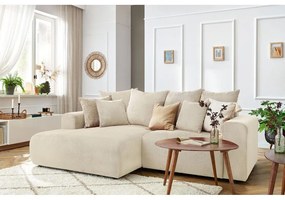 Krémszínű bársony sarokkanapé Enjoy – Bobochic Paris