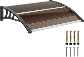Outsunny Bejárati Napernyő 75 x 100 cm Pultvordach Polycarbonate Barna | Aosom