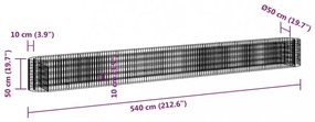 horganyzott vas gabion magaságyás 540 x 50 x 50 cm