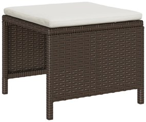 Kültéri Kanapé Szett Barna és Krém Rattan, Fa, Textil Közepes
