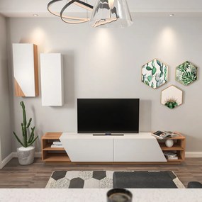 Zebra TV-állvány, fehér-teak, 240 cm
