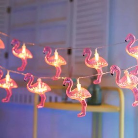 LED fényfüzér &#8211; flamingós 1,1 m meleg fehér