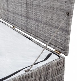 szürke polyrattan kerti tárolóláda 120 x 50 x 60 cm